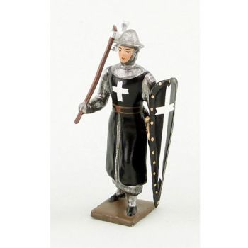 Hospitalier, casque plat, h&acirc;che et bouclier