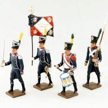 17e Rgt d'Infanterie l&eacute;g&egrave;re, ensemble de 4 figurines