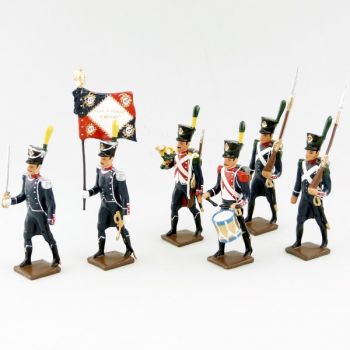 17e Rgt d'Infanterie l&eacute;g&egrave;re, ensemble de 6 figurines