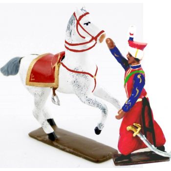 Roustan (1780-1845), mamelouk de Napol&eacute;on, tenant son cheval (2 p.)