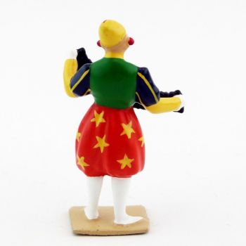 grand clown avec chapeau, jouant du bandonéon