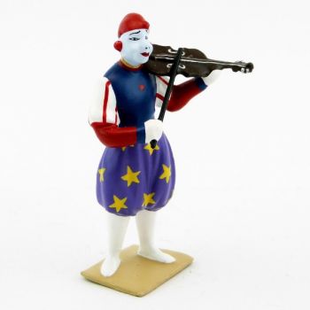 grand clown avec chapeau, jouant du violon