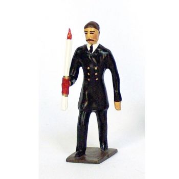 Homme portant cierge en noir t&ecirc;te nue