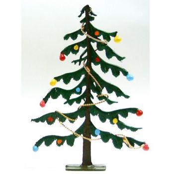 Sapin de No&euml;l (avec guirlandes et boules) (h. 9,7 cm)