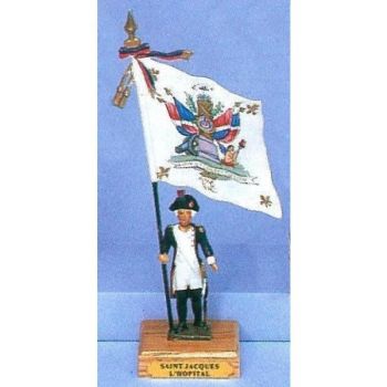 drapeau du District de Saint Jacques de l'Hopital sur socle bois