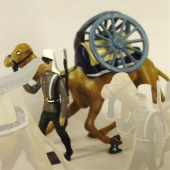 l&eacute;gionnaire en Tunique tirant un dromadaire avec roues de canon