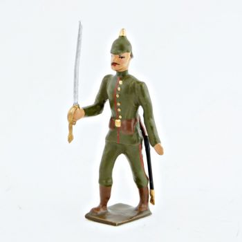 officier de l'infanterie prussienne, tunique reseda (kaki), casque &agrave; pointe (