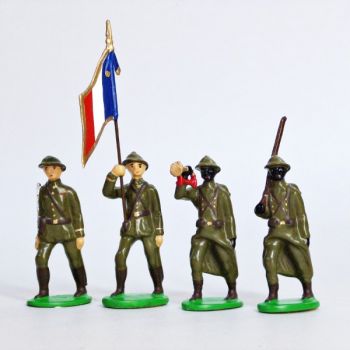 Infanterie s&eacute;n&eacute;galaise, casque adrian (1935-1945), ensemble de 4 figurines