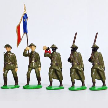 Infanterie s&eacute;n&eacute;galaise, casque adrian (1935-1945), ensemble de 5 figurines