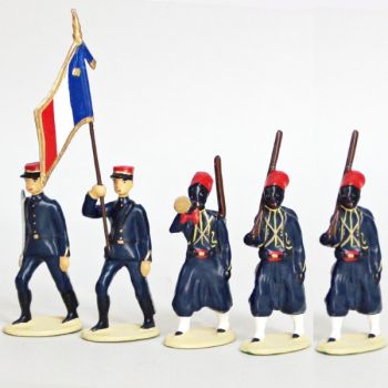 Tirailleurs Senegalais (IIIe R&eacute;publique), ensemble de 5 figurines