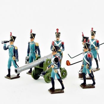Canonniers garde-c&ocirc;tes, ensemble de 7 artilleurs   canon