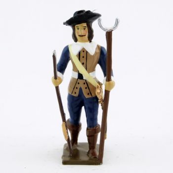 mousquetaire avec mousquet et porte-mousquet (tenue bleu foncé)