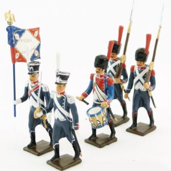 25e r&eacute;giment d'Infanterie l&eacute;g&egrave;re, ensemble de 5 figurines