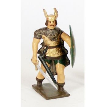 Vercingetorix, casque ailé, avec épée et bouclier