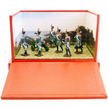 petit diorama les Canonniers garde-c&ocirc;tes (7 artilleurs + canon)