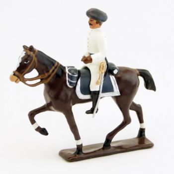 officier &agrave; cheval des chasseurs alpins blancs