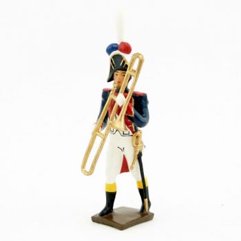 sacqueboute (trombone &agrave; coulisse) de la musique des grenadiers (plastron rouge)