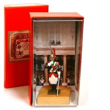 Cavalier de la Garde R&eacute;publicaine au fixe en coffret de luxe (+ socle bois)