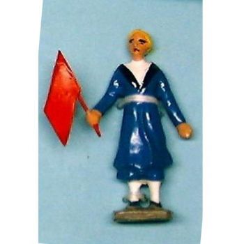 employ&eacute;e de gare avec drapeau