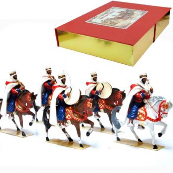 Musique des Spahis Alg&eacute;riens, coffret de 5 figurines &agrave; cheval (1 Caisse claire,