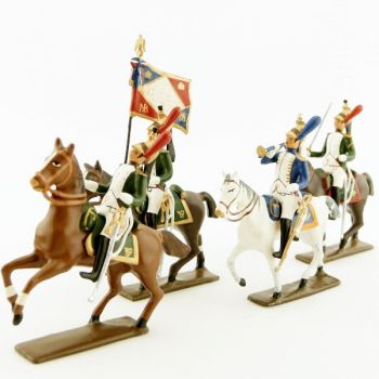 ensemble de 4 cavaliers - Dragons de la garde ('dragons de l'imp&eacute;ratrice') &agrave; che