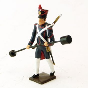 artilleur de la ligne, gu&ecirc;tres blanches, avec refouloir (&eacute;couvillon)