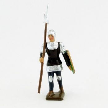 archer avec hallebarde, tunique marron sur cotte argent, bouclier no (8043A-005)