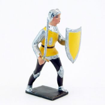 archer avec &eacute;p&eacute;e et bouclier, tunique jaune
