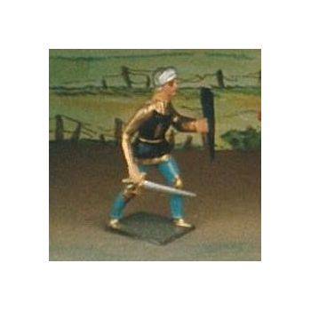 archer avec &eacute;p&eacute;e et bouclier, tunique bleu fonc&eacute; sur cotte or (8043-001)