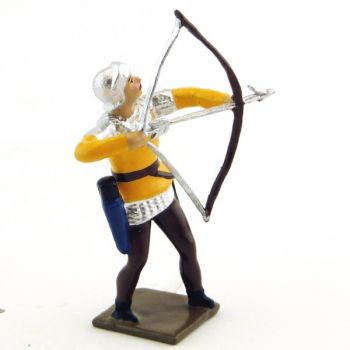archer tirant &agrave; l'arc, tunique jaune sur cotte or
