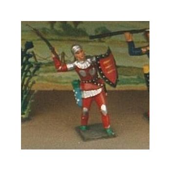 archer au combat, hallebarde en arri&egrave;re, tunique rouge sur cotte arge (8043-002)