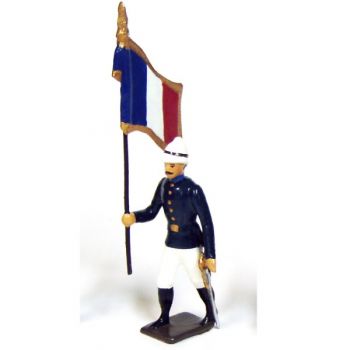 drapeau des tirailleurs s&eacute;n&eacute;galais, tenue bleu et blanc - troupes coloniales