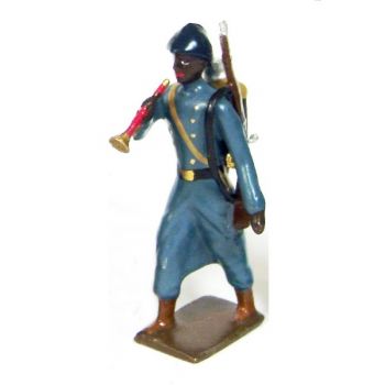 clairon des tirailleurs s&eacute;n&eacute;galais, tenue bleu horizon