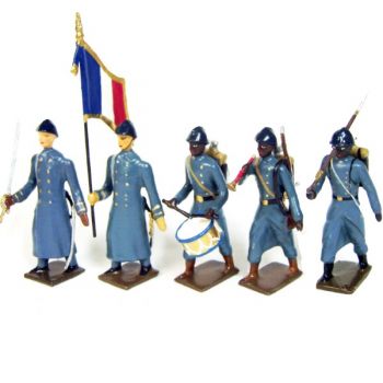 Tirailleurs s&eacute;n&eacute;galais, tenue bleu horizon, ensemble de 5 figurines