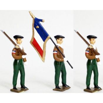 ens. de 3 personnages le d&eacute;fil&eacute; des maquisards de l'Ain