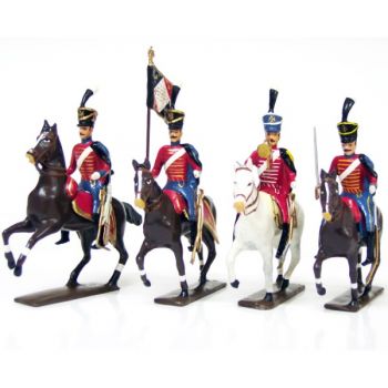 ensemble de 4 cavaliers - Hussards 9&egrave;me rgt (1808)