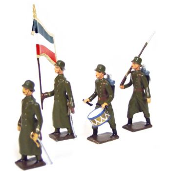 Infanterie allemande avec casque acier (stahlhelm), ensemble de 4 figurines
