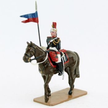 Lancier sur cheval marron (bai) au pas - Garde Republicaine &Agrave; Cheval (S.E.A)