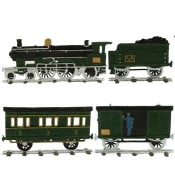 Train à vapeur plat pour saynètes demi-ronde bosse (4 p.)