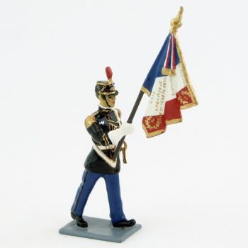 porte-drapeau de la Garde Républicaine au défilé