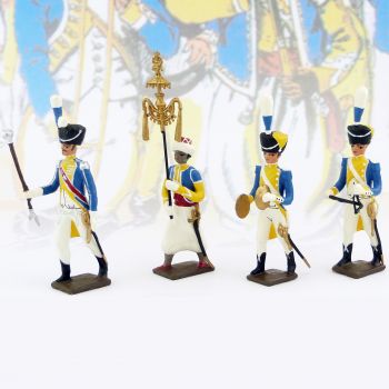lot de 4 musiciens du 3e rgt de grenadiers (1 Tambour-Major, 1 Chapeau chinois,