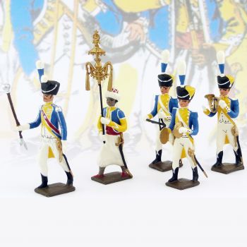 lot de 5 musiciens du 3e rgt de grenadiers (1 Tambour-Major, 1 Chapeau-chinois,