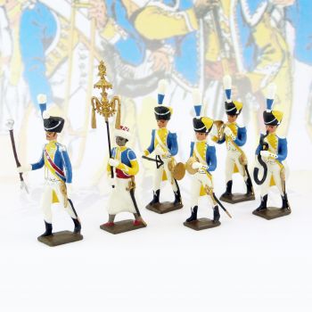lot de 6 musiciens du 3e rgt de grenadiers (1 Tambour Major, 1 Chapeau chinois,