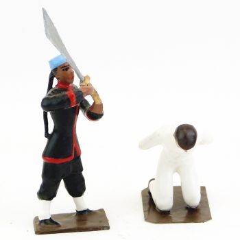 Boxer d&eacute;capitant un Europ&eacute;en (2 fig.)