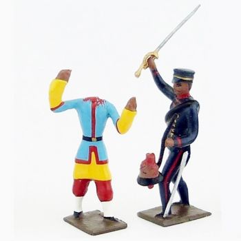 Officier japonais d&eacute;capitant un chinois (guerre sino-japonaise 1894-1895)