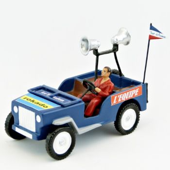 Jeep bleue avec pavillons de mégaphone (+ chauffeur) en coffret rouge