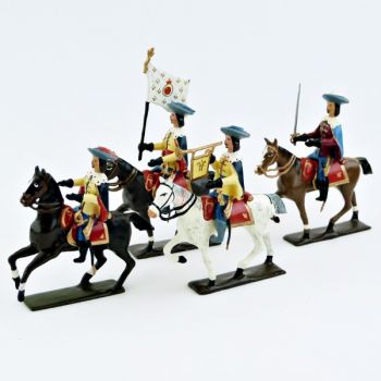 Gardes de Richelieu &agrave; cheval (1610), ensemble de 4 cavaliers