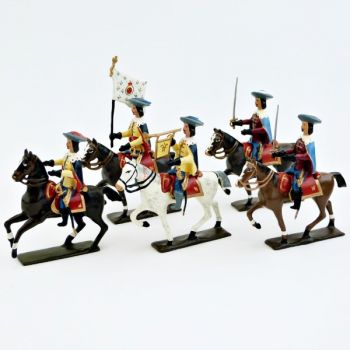 Gardes de Richelieu &agrave; cheval (1610), ensemble de 5 cavaliers