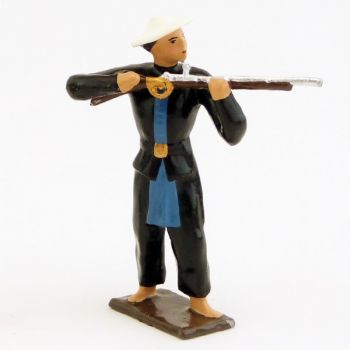 Tirailleur Annamite, en noir, fusil en joue