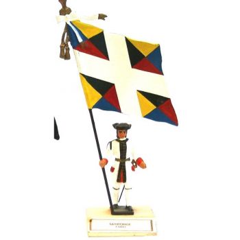 étendard de Saintonge (1680, Louis XIV) sur socle bois